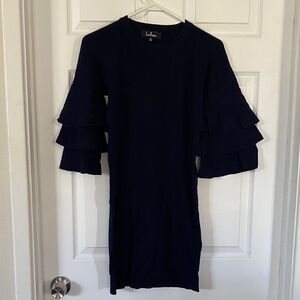 Lulu's Navy Ruffle Sleeve Dress